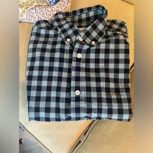 Men’s Size Small Navy and Aqua checked summer button-down collared shirt